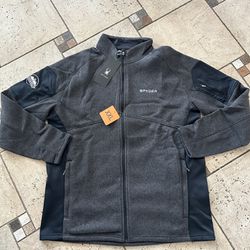 NWT Spyder men’s full zip fleece jacket black Size XXL