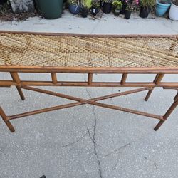 Vintage Rattan Or Wicker Boho Style Sofa Or Console Table