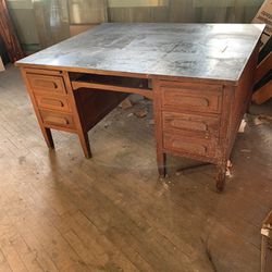 Rare Antique Oak Partners Desk