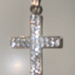 10 Carat 925 Gold Plated Sterling Silver 1 Inch Cross Pendant 