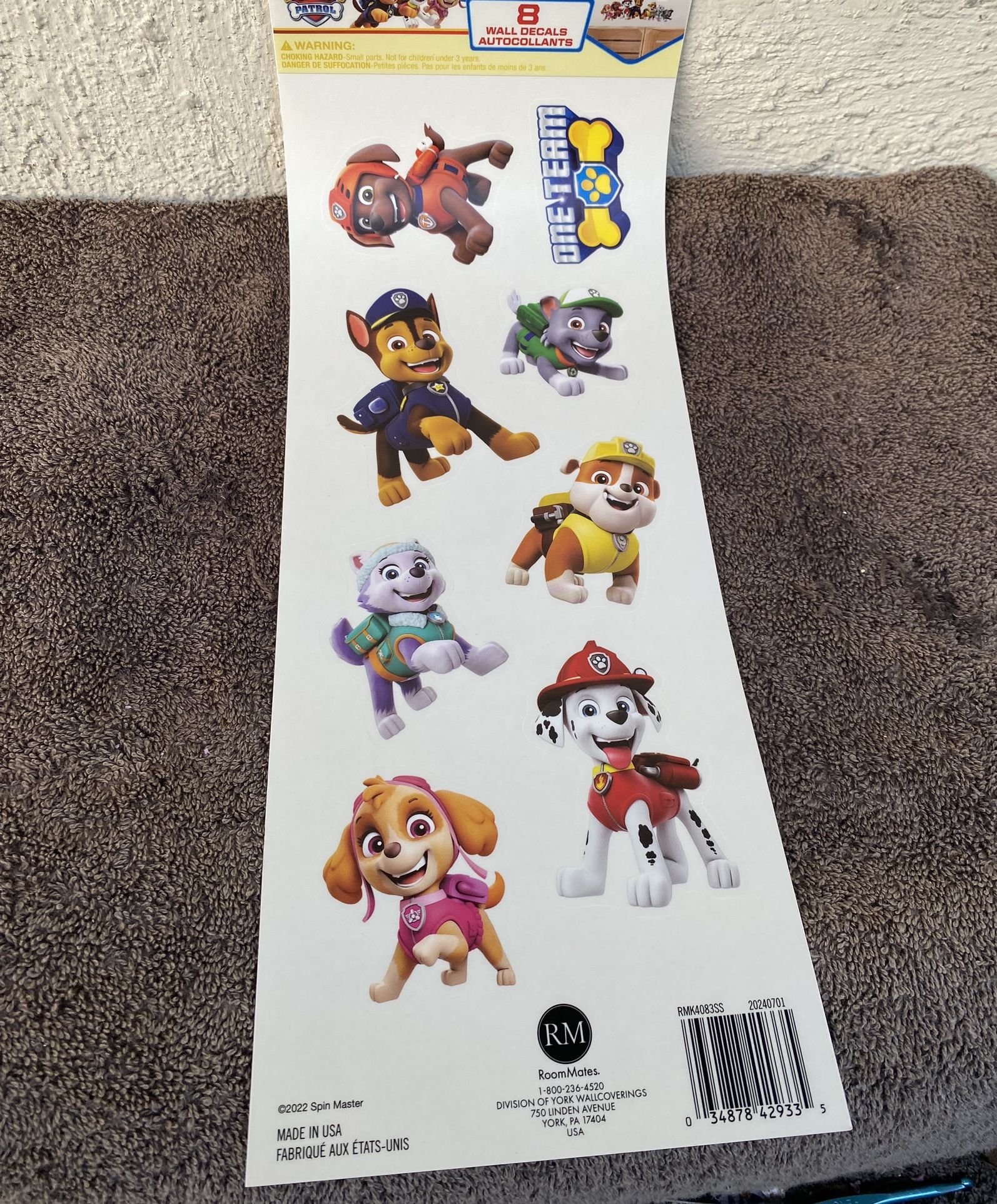 Paw Patrol Wall Stickers Decals 8 Count