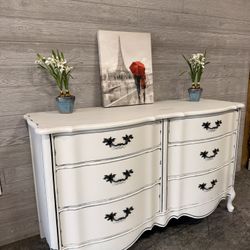  Farmhouse French  DRESSER—white distressed “Giselle” other chest nightstand avail.   