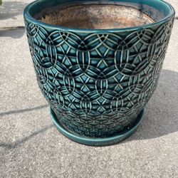 Teal Blue Ceramic Plant Pot