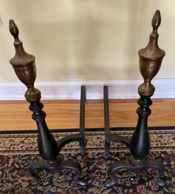 Antique Brass Andiron Set