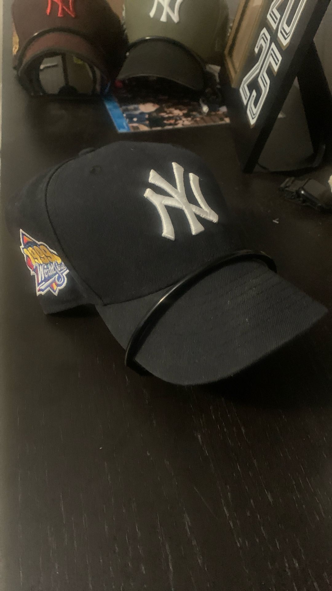 Blue & Pink Yankee Fitted Hat w 1996 World Series Patch
