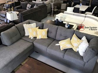 GRAY SECTIONAL SOFA CHAISE WHITE STITCHING ACCENT 100 POLYESTER