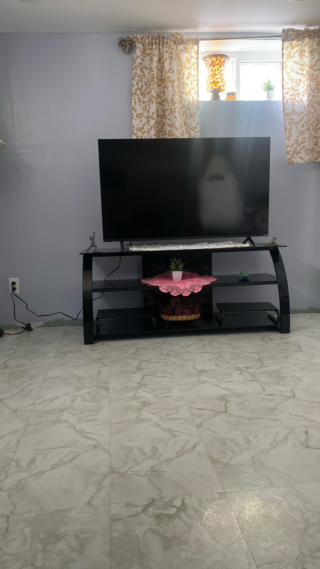Black glass TV Stand. 