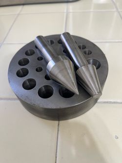 Round Steel Dapping Block with Multiple Holes