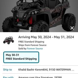 Forever Source Kids Ride On Car, 12V Powered Battery Kids Ride on Toy with Remote Control, Ride on Truck UTV w/Spring Suspension, 3 Speeds, Lights, Mu