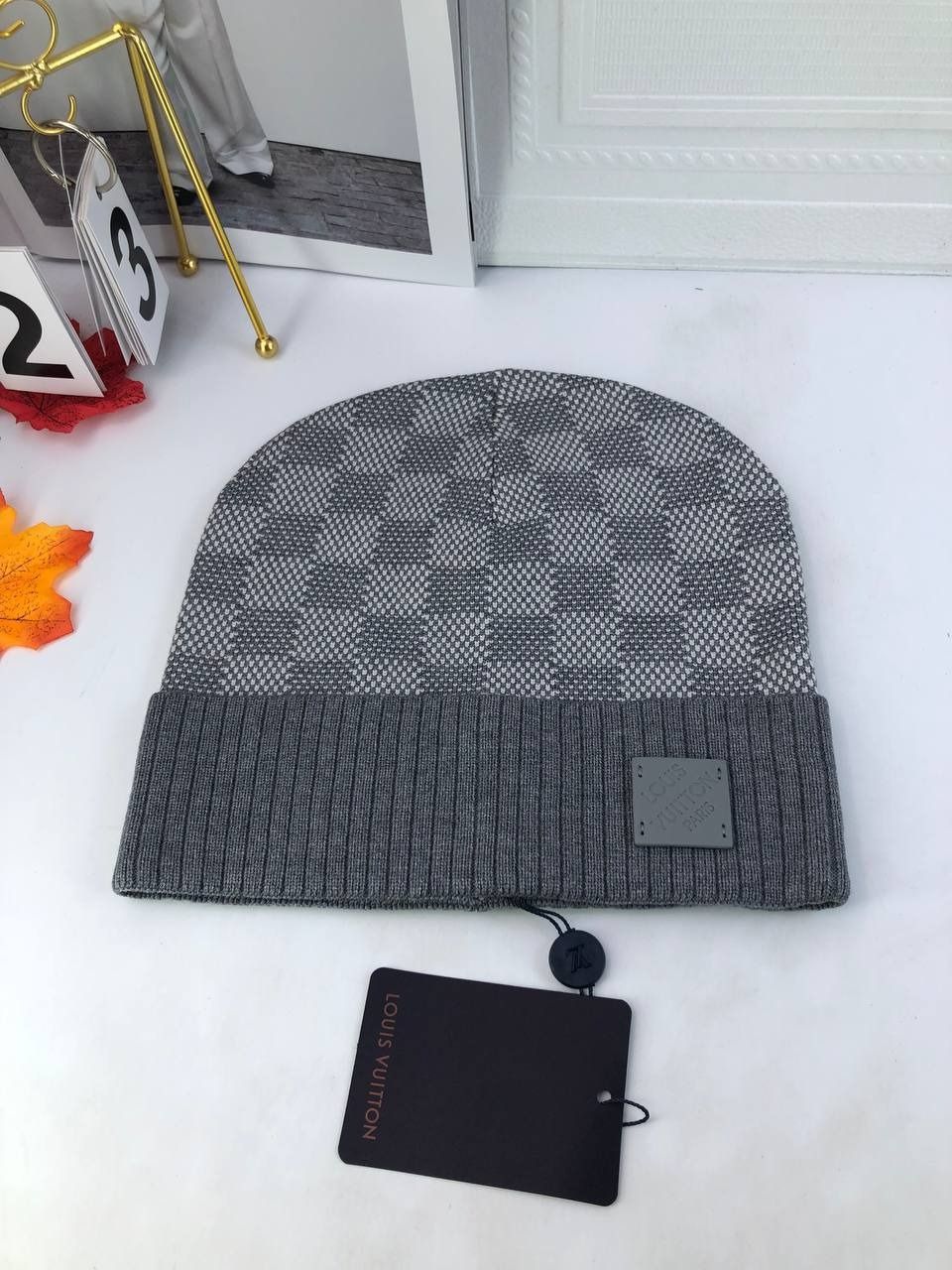 Men’s Louis Vuitton signature patch Beanie.