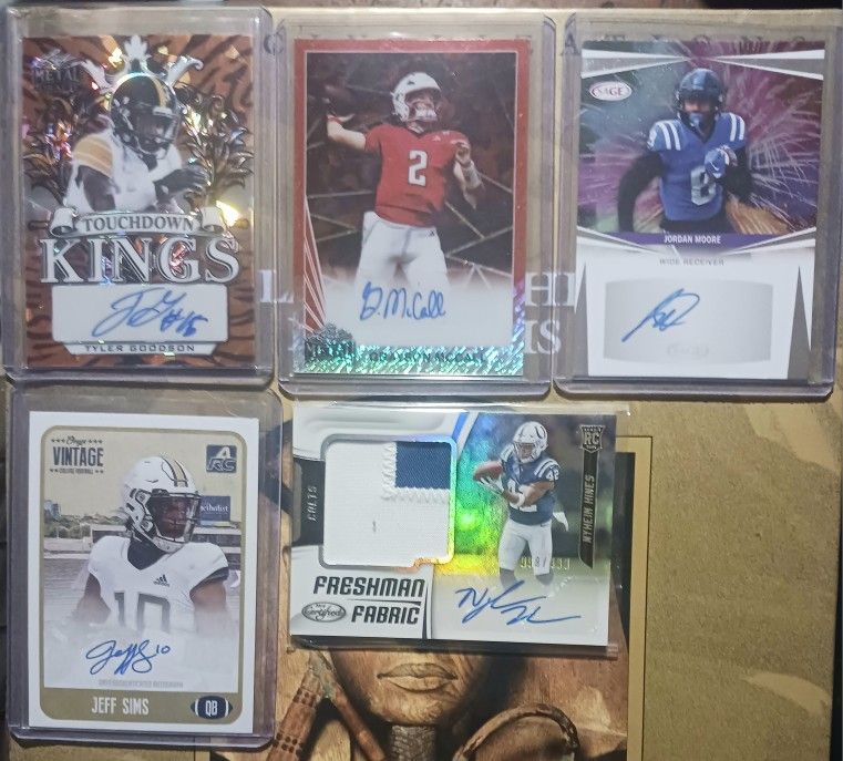 Really Nice Lot Of 5 Football Auto, Numbered Cards NM/ Better 