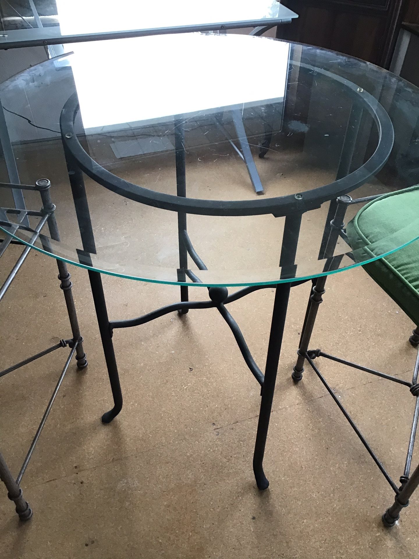 3ft round glass and counter height chairs