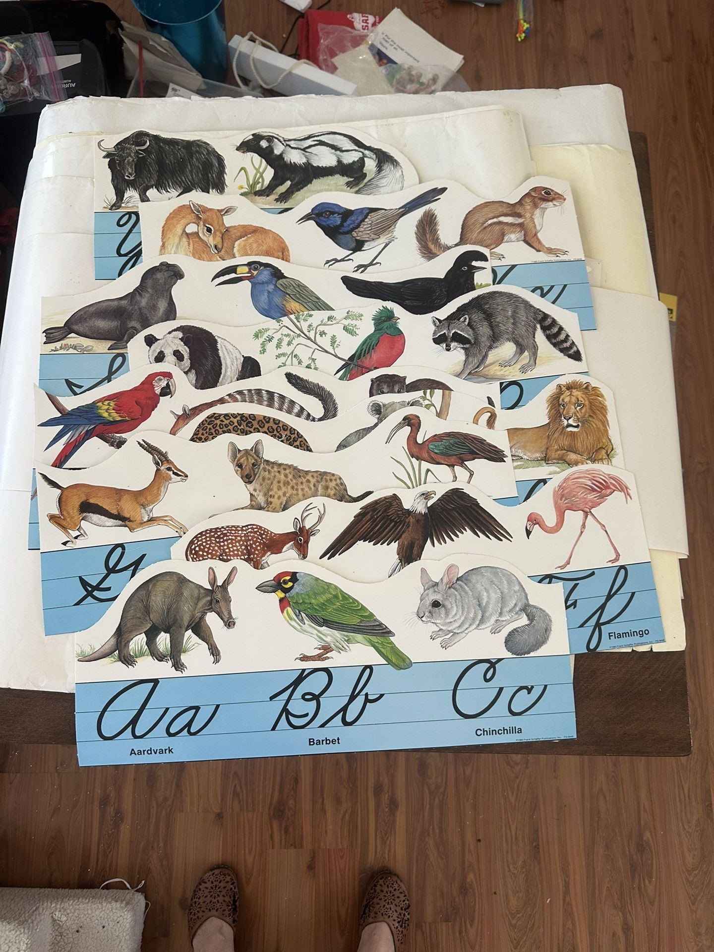 School: Free Complete Cursive Alphabet Display: Animals. Used.
