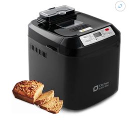 Kitchen in the Box 2lb Bread Maker with Auto Fruit Nut Dispenser, 12-in-1 Gluten-Free Bread Machine, 13H Delay Timer, Nonstick Pan, Keep Warm, Black