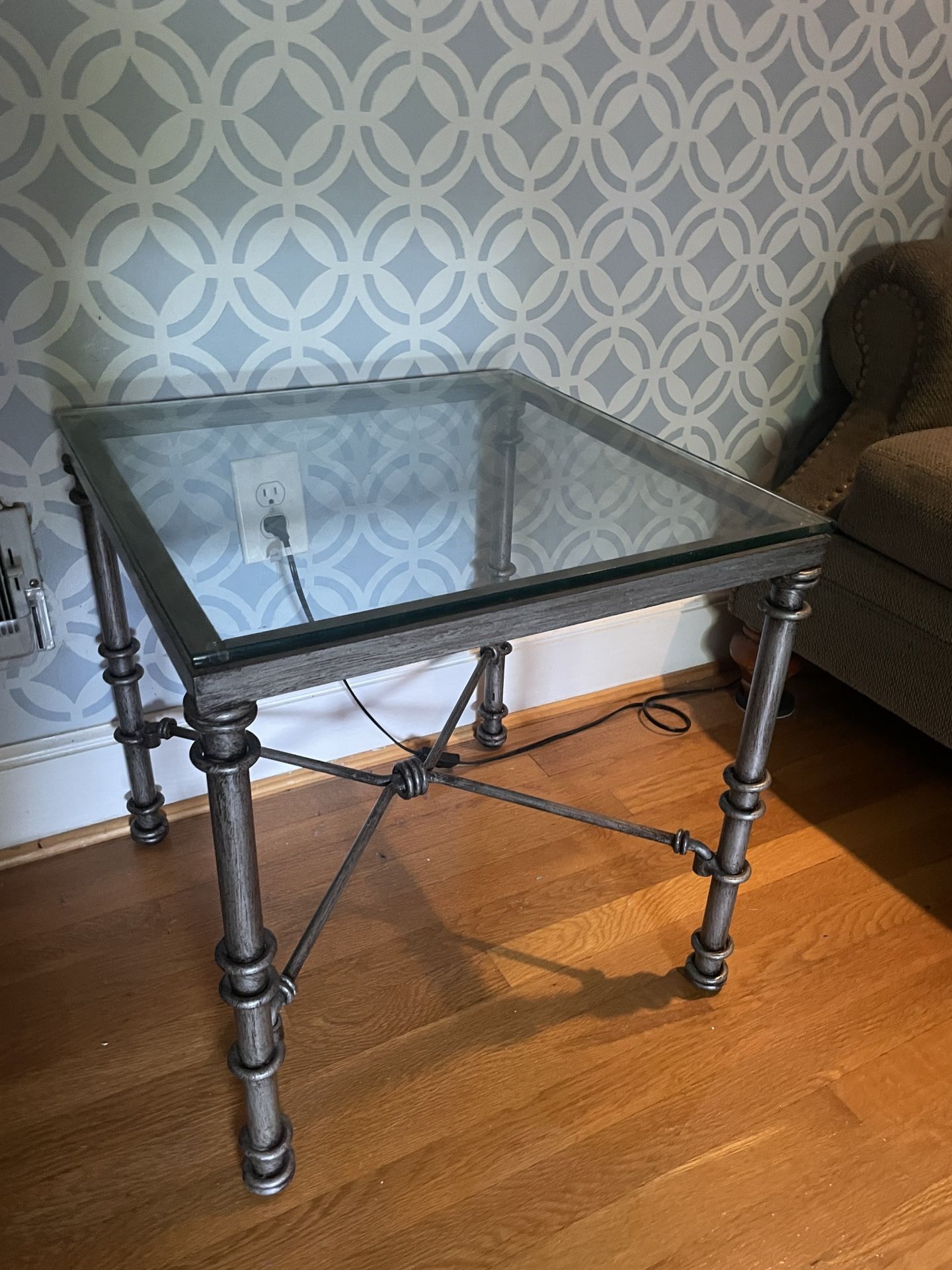 Glass Top Square Table End Table Entry Hall hallway