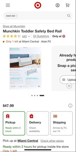New! Open box. bed rail
