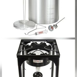🔥🔥Outdoor Fryer Kit Bundle, 30qt Bayou Classic Turkey Fryer, 200,000 BTU Gas One Propane Burner
