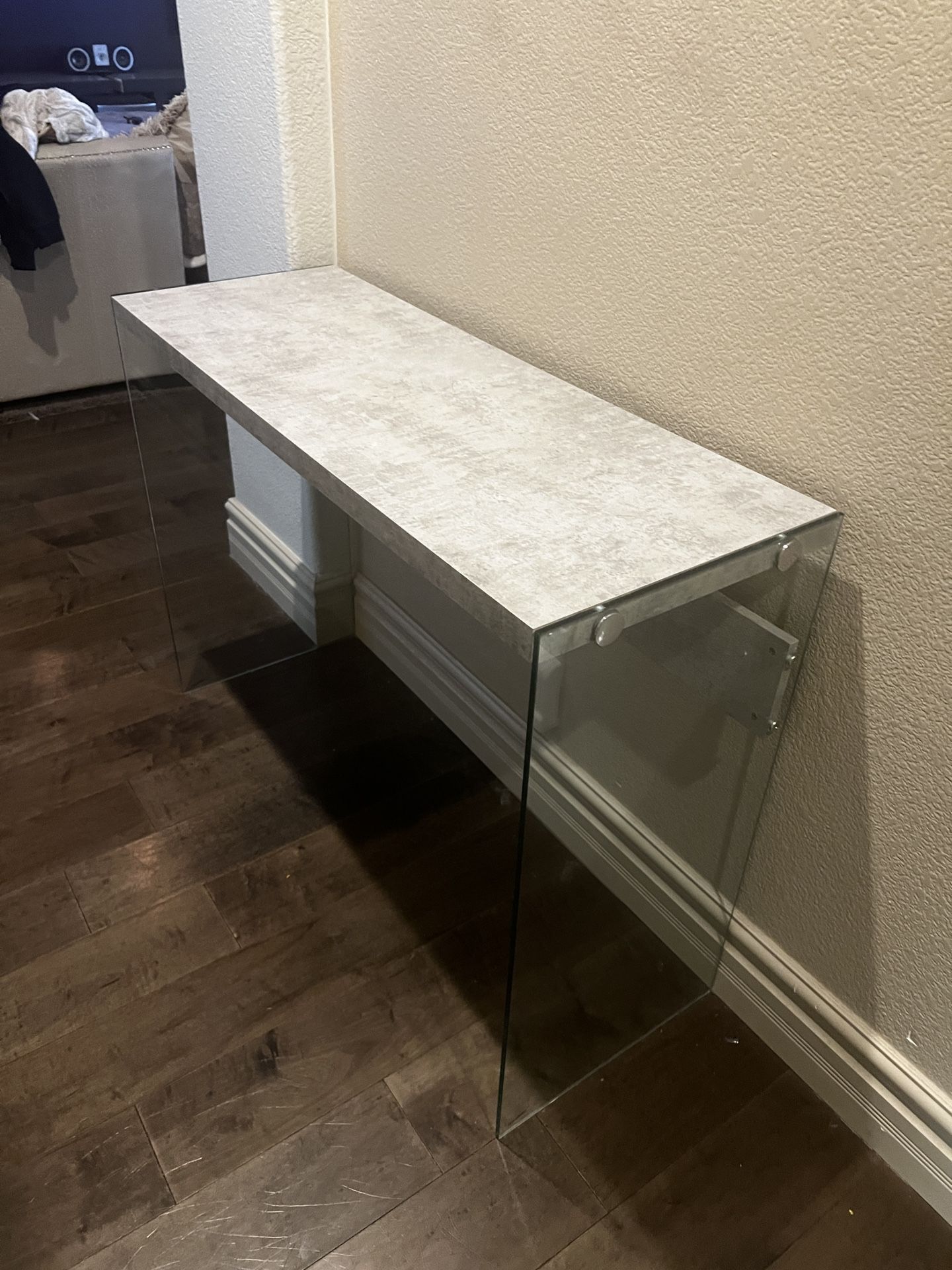 Cement Grey Glass Console Table