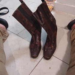 Brown Snake Skin Woman Boots 