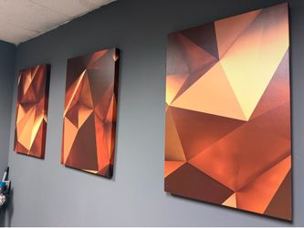 Modern geometric wall art three-piece canvas painting set