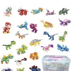 New Dinosuar Party Favors,(24pcs) 48 Kind of Mini Building Blocks Party Favors,Goodie Bag,Bulk Toys, Classroom Prizes,Back to School Students Gifts fo