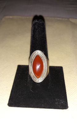 Natural Orange Carnelian Sterling silver ring