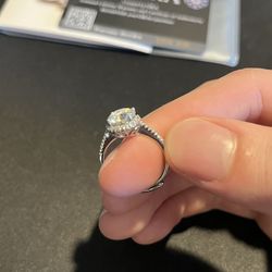 Moissanite - diamond alternative 2 carat S925 Sterling silver fully sized adjustable ring