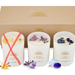 Soy Candles with Crystals - Aromatherapy Scented Candle for Women - 2 Pack