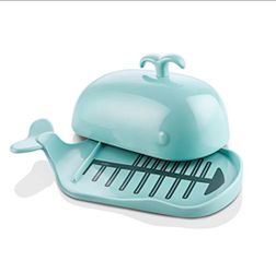 New Sealed – DOWAN Porcelain Whale Butter Dish with Lid (Turquoise)