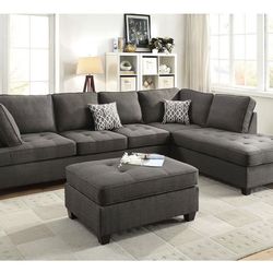 Gray Sectional Sofa - Ottoman Sold Separately 