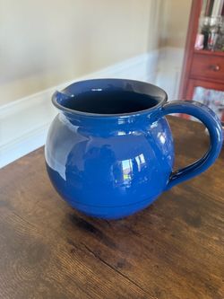 MammaRo Large Vintage Blue Ceramic Pitcher Made in Italy