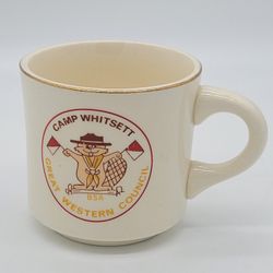 Vintage Boy Scouts Camp Whitsett Ceramic Coffee Mug Great Western Council 1970's