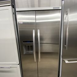 Stainless Steel Kitchen Aid Side By Side Built In 36” Refrigerator 