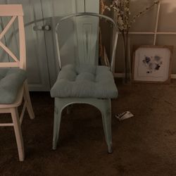 Blue Metal Chair With Cushion
