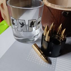Lighten Life Papa Whiskey Glass with Stones in Barrel