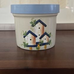 RRP Co. Roseville Ohio Stoneware – Birdhouse Design – 4" with Lid