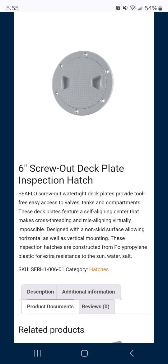 Screw Out Deck Plate 6"