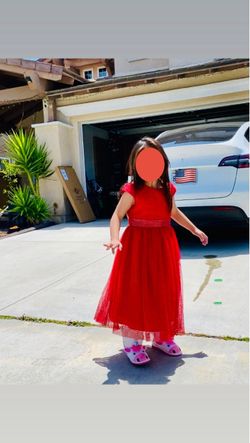 Girls Red Tulle Flower Girl Dress Size 6