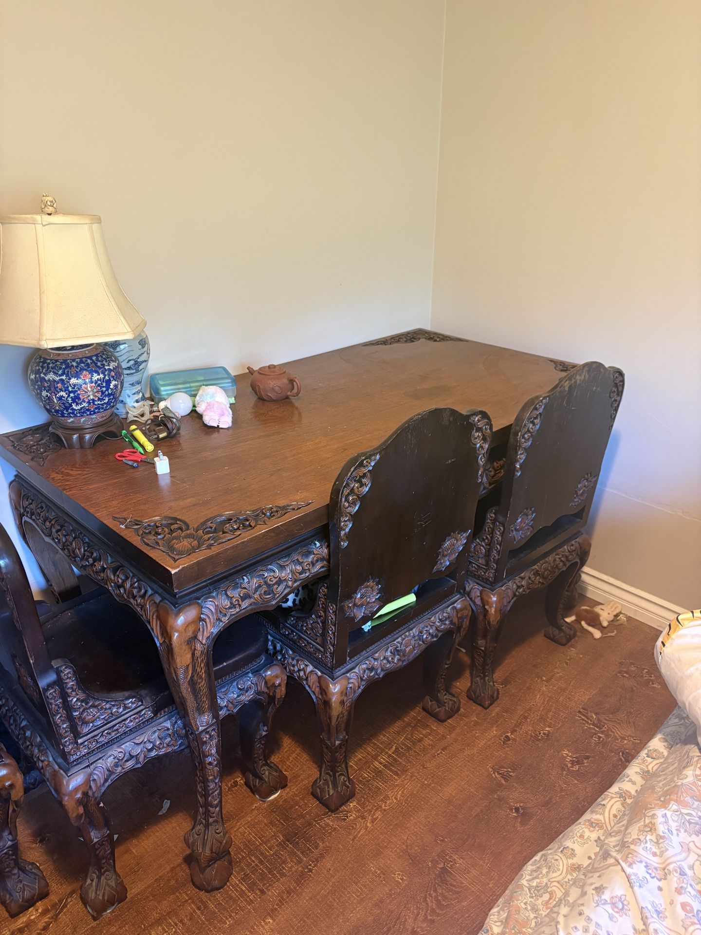 Solid wood dining table and 4 chairs
