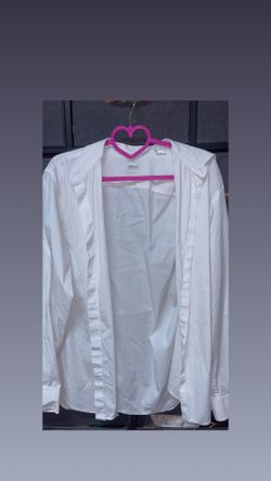 Armani long-sleeve white dress shirt, Gold Label white long-sleeve dress, Penguin long-sleeve button-down shirt.