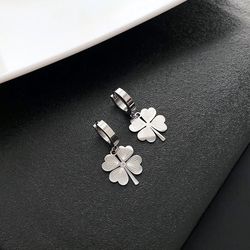 Luxury Geometric Clover Titanium Steel 18K Gold Plated Earrings St Patrick’s Day