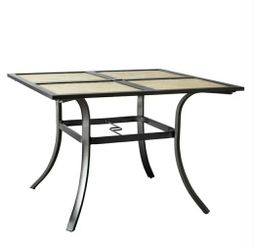 Outdoor Patio Dining Table — Tile Top, Black Metal, New
