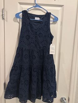 Women’s Time and Tru Dark Navy Eyelet Midi Dress – Size 0-2 – NWT