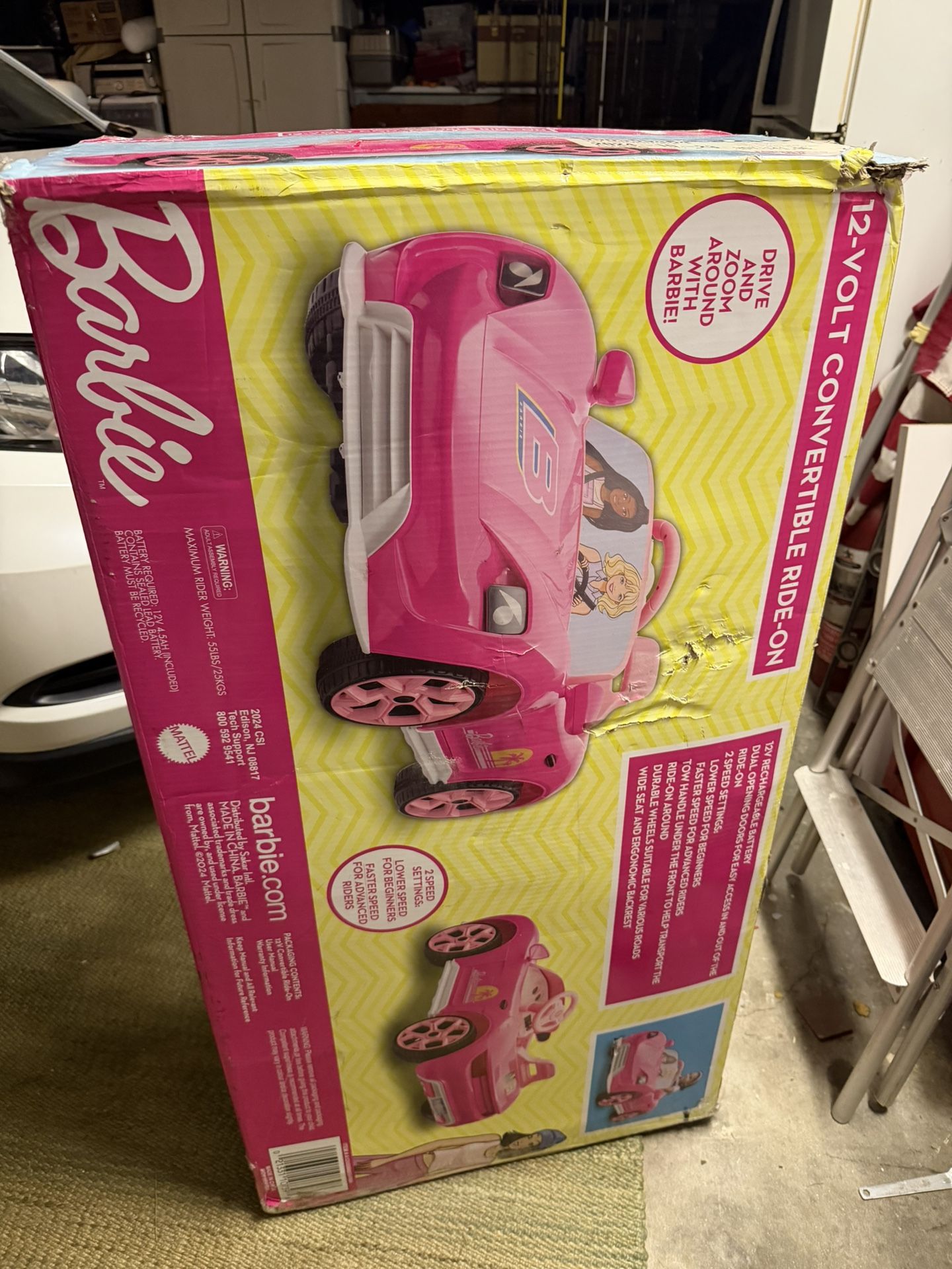 Barbie Electric Kids 12V Battery Drivable Car Convertible Works Great!