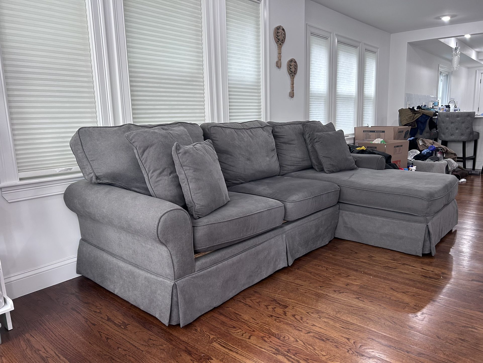 Sectional sofa with Chaise. Gray. Good Condition.
