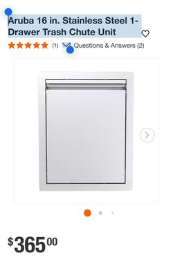 Aruba 16 in. Stainless Steel 1-Drawer Trash Chute Unit