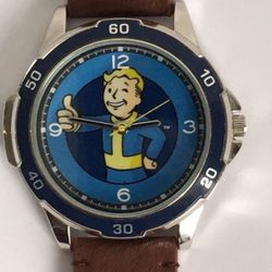 GREAT QUALITY UNIQUE WATCH   FALLOUT VINTAGE MEN’S LEATHER WRIST WATCH   ESTATE FIND JEWELRY VINTAGE TO FASHION  EXCELLENT CONDITION NEW BATTERY WORKS