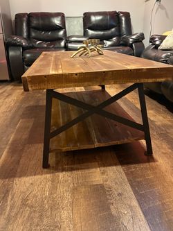 Rustic Wood and Metal Coffee Table