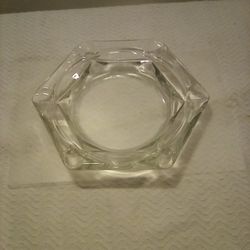 Vintage Clear Glass Hexagon Ashtray