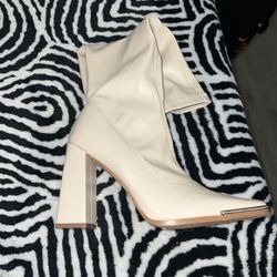 Cream Knee High Boots